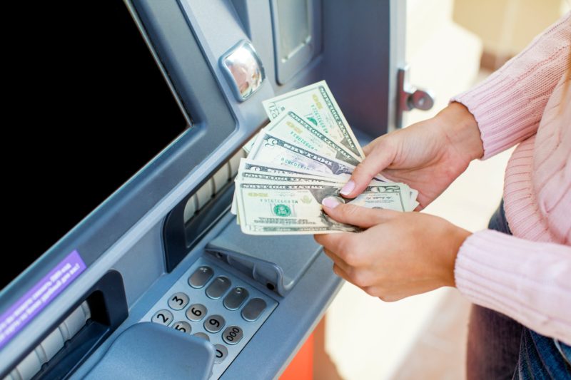 ATM withdrawing money