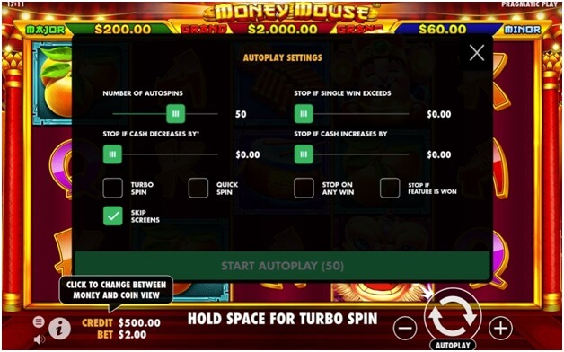 Auto play feature in slot game