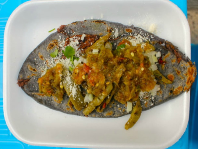 Blue corn Tlacoyos