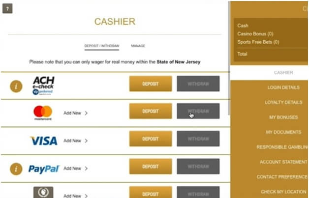 Caesars Casino online- How to make a deposit