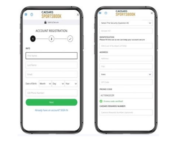 Caesars sports book app - registration