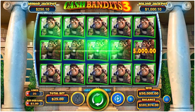 Cash Bandits Slots with Bag Full of Prizes Cash bandit 3- Features