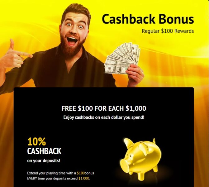 Cashback bonus at Slotland Casino