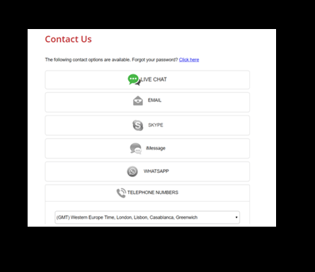 Casino methods of contact