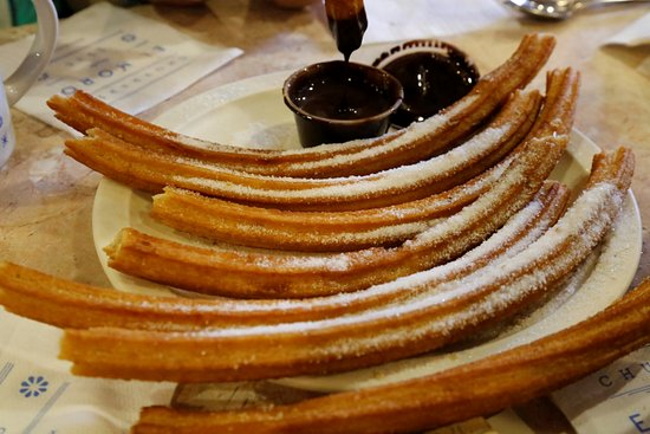 Churros dipped in chocolate at El Moro