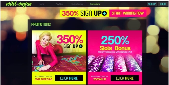 Coupon codes at Wild Vegas Casino