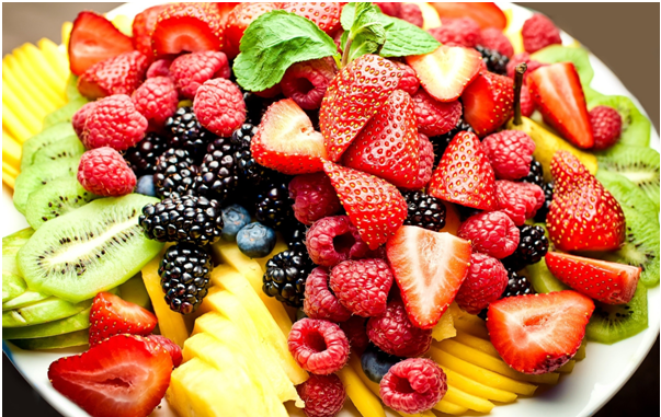 Eating plate full of fruits