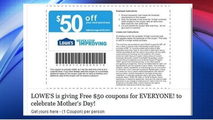 Facebook coupons are often fake