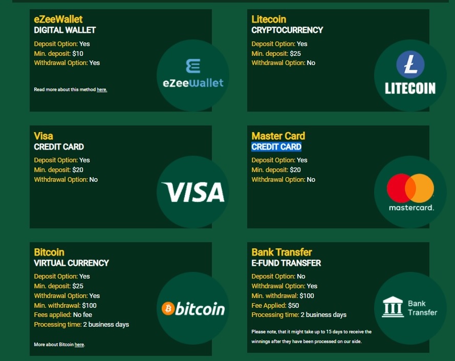 Deposit Methods at casinos