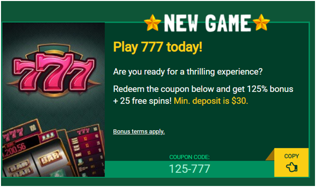 Fair Go Casino 777 slots coupon