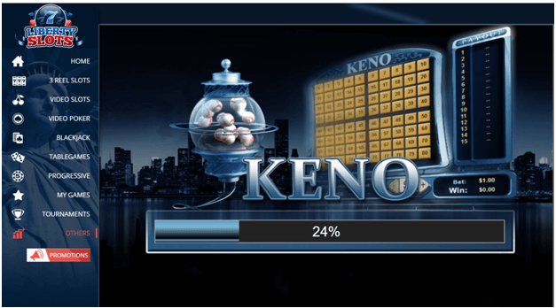 Keno game loading at Liberty lots