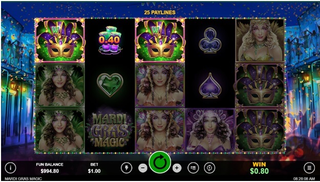 Mardi Gras Magic slot game- what you win