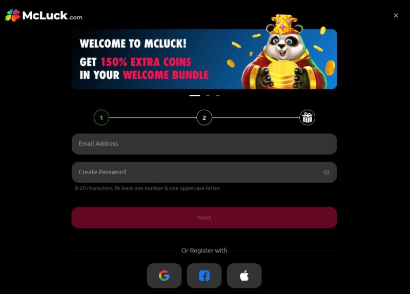 McLuck Casino - Sign Up