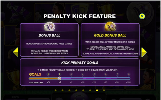 Penalty kick feature in Football fortunes slot