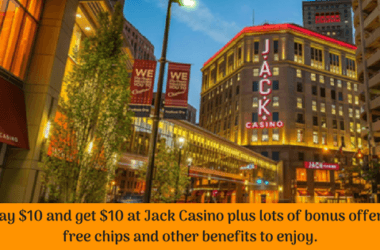 Play $10 and get $10 at Jack Casino plus lots of bonus offers, free chips and other benefits to enjoy