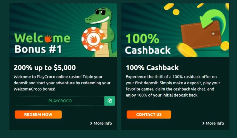 Play Croco Casino Cashback