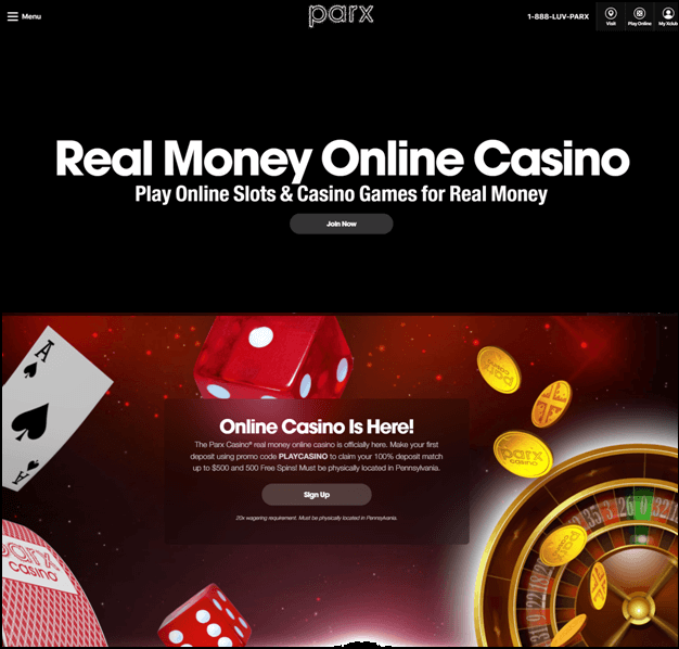 Real money slots at Parx online casino