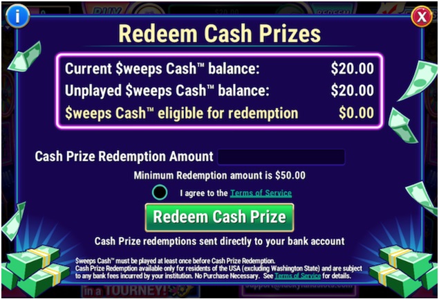 Redeem cash prizes 1