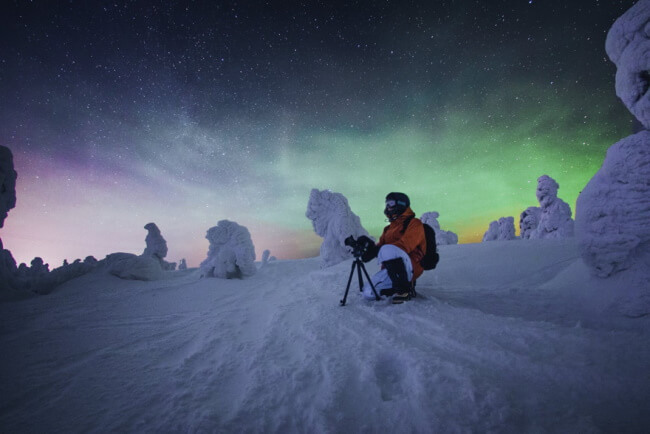 Ski under the Northern Lights