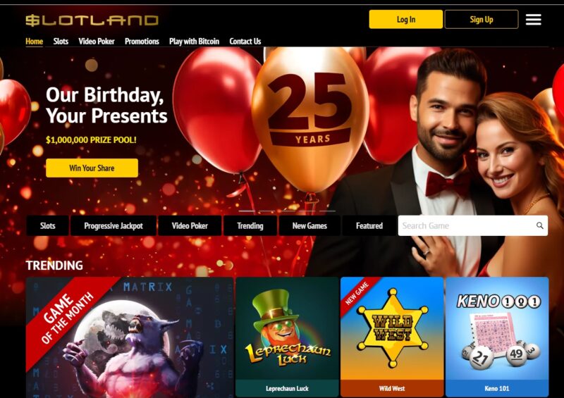 Slotland Casino Home Page