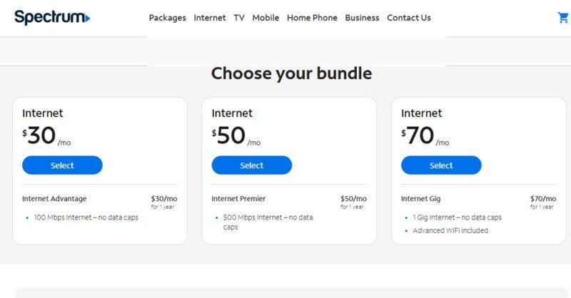 Spectrum Internet plans