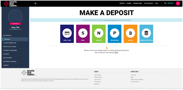 Sports and casino deposits in BTC