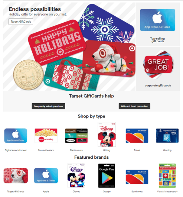 Target Gift cards on offer