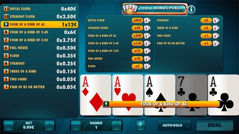 Triple Bonus Poker