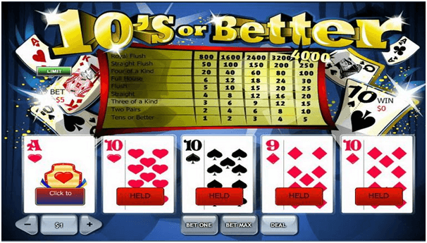 Video poker at casinos