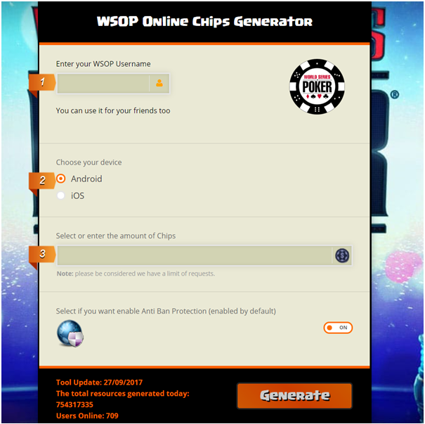 WSOP- Chip Generator