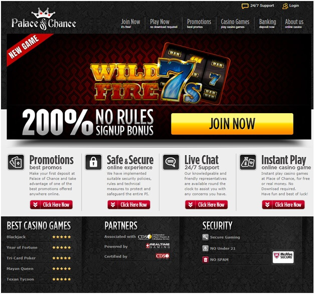 Wild fire 7s at Palace of Chance Online Casino