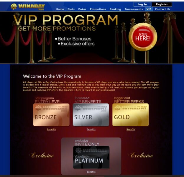 Win A Day Casino VIP Points