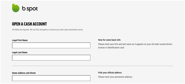 b Spot casino- open your cash account