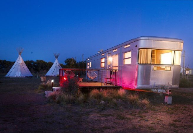 tepee or vintage trailer at El Cosmico